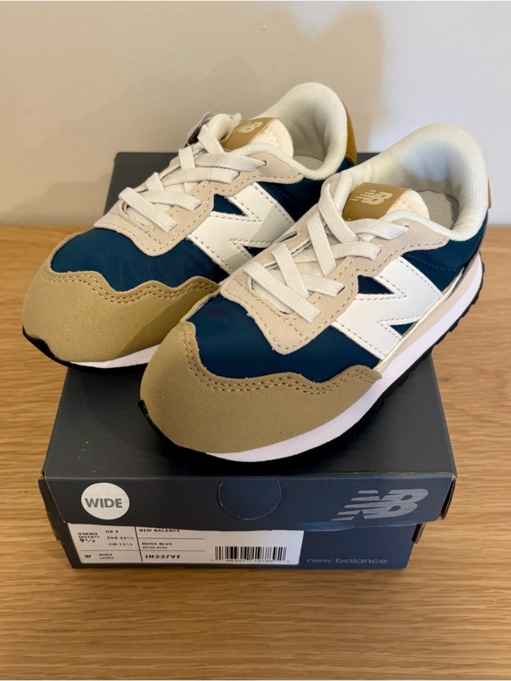 New Balance Kids Navy, Tan, and White Retro Sneakers